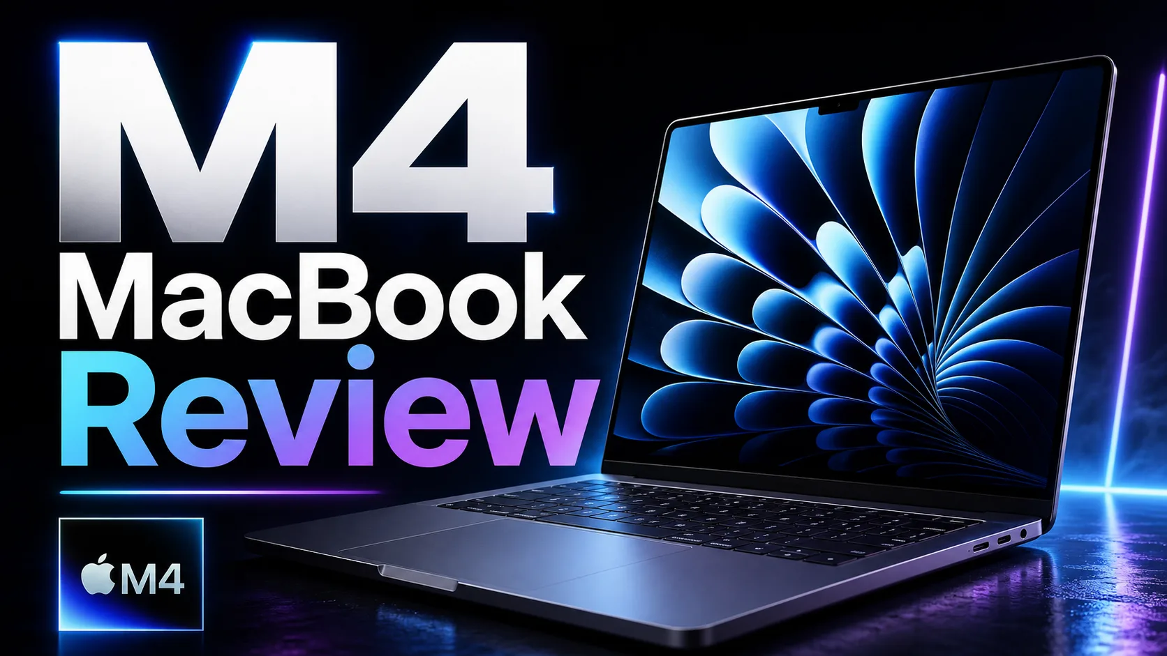 YouTube thumbnail example: M4 MacBook Review, tech review style
